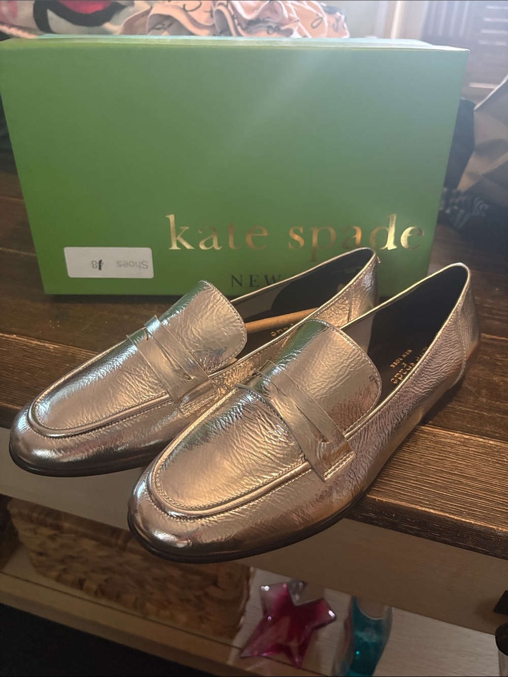kate spade Metallic Rose Gold Penny Loafers